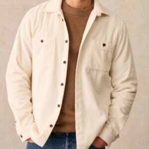 NWT Ecru Corduroy Button Down Casual Shirt Jacket